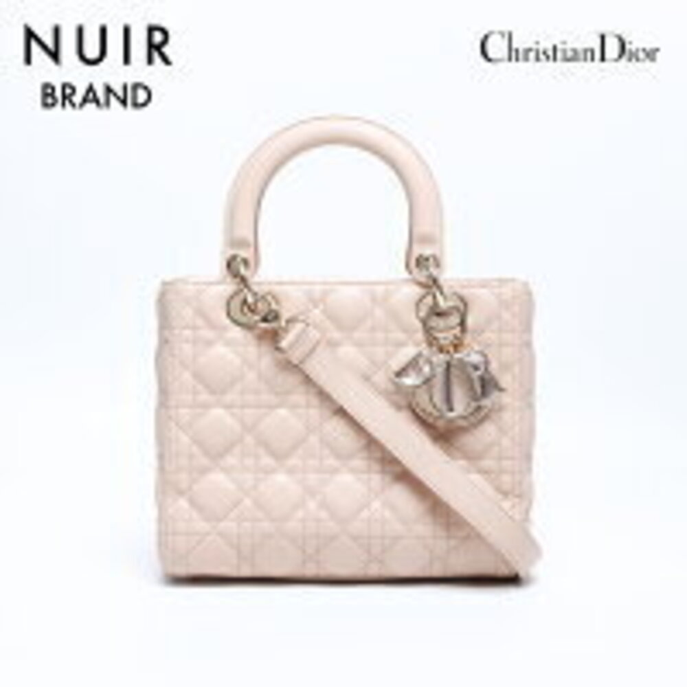Christian Dior Lady Leather Handbag Pink